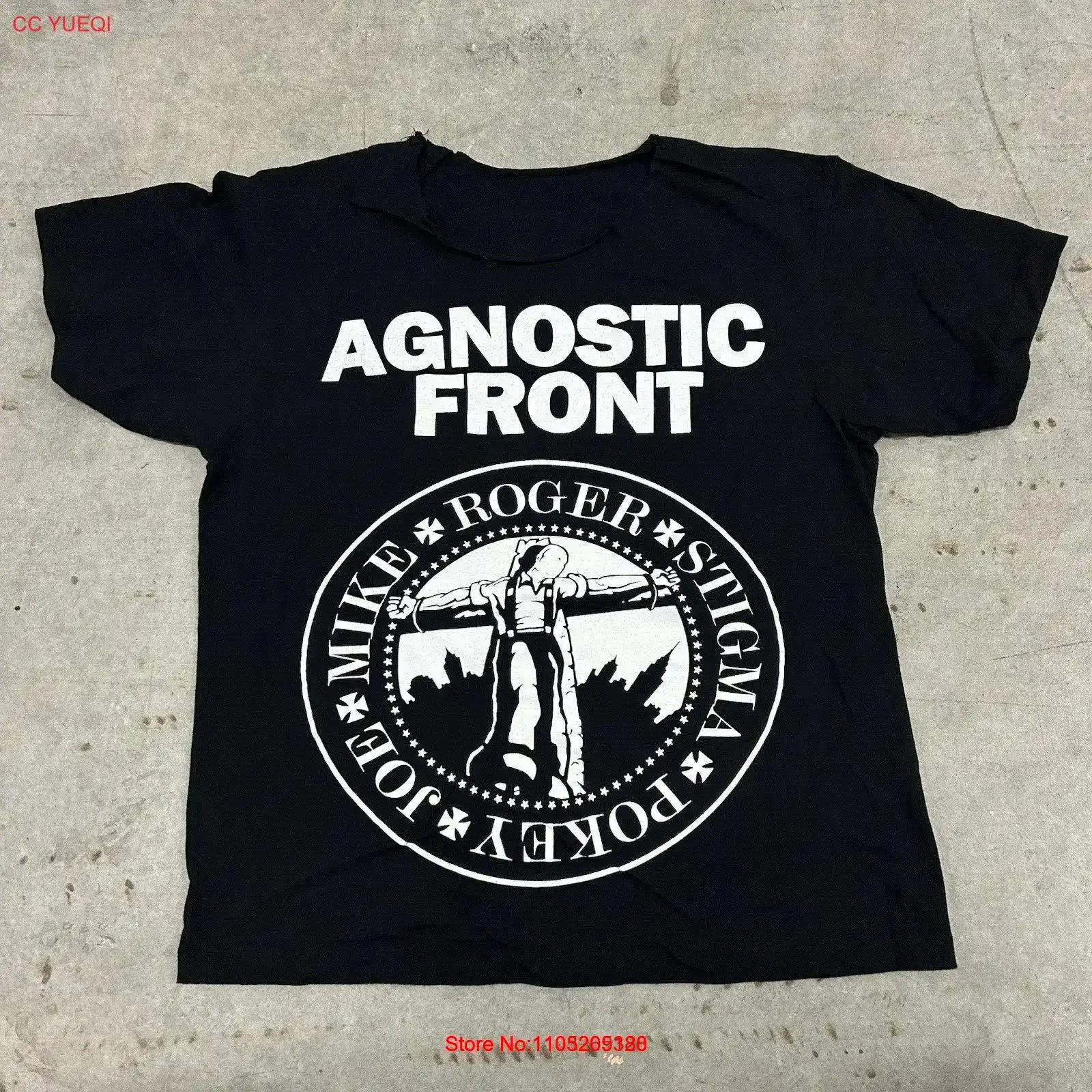 Agnostic Front Stigma Pokey Heavy Metal Band T Shirt Black Size Small Rare vintage Washed streetwear graphic