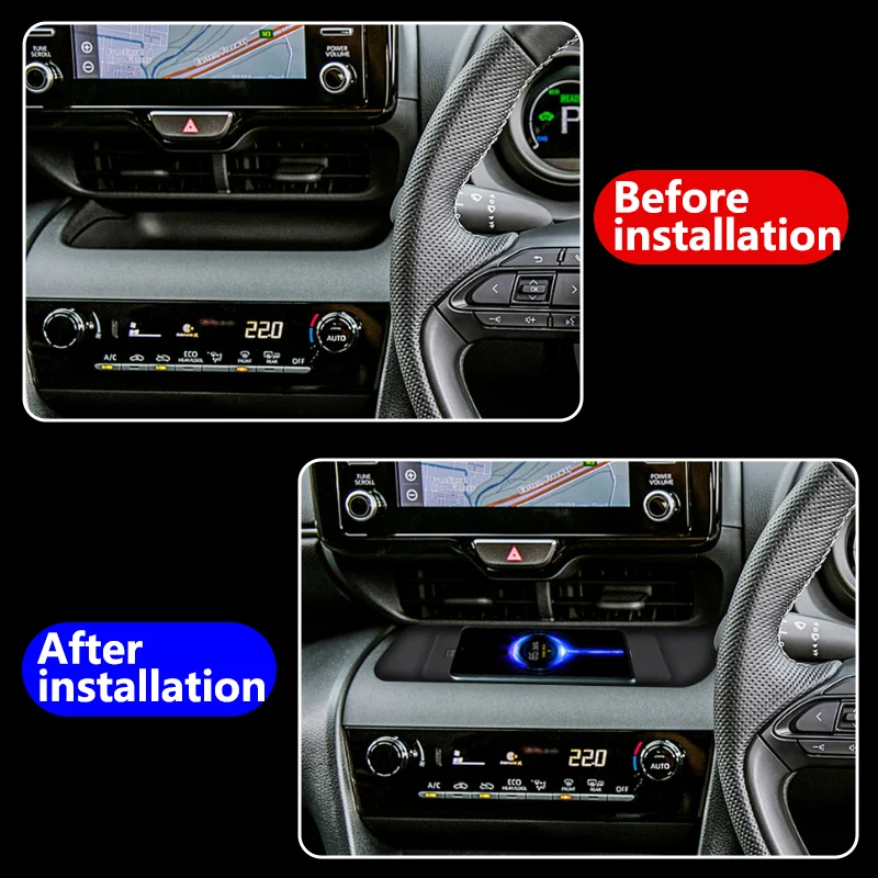 Bezprzewodowa ładowarka samochodowa wysokiej jakości, trwała, idealnie pasująca do modeli Toyota Yaris Cross (2021-2023) z kierownicą po prawej stronie.