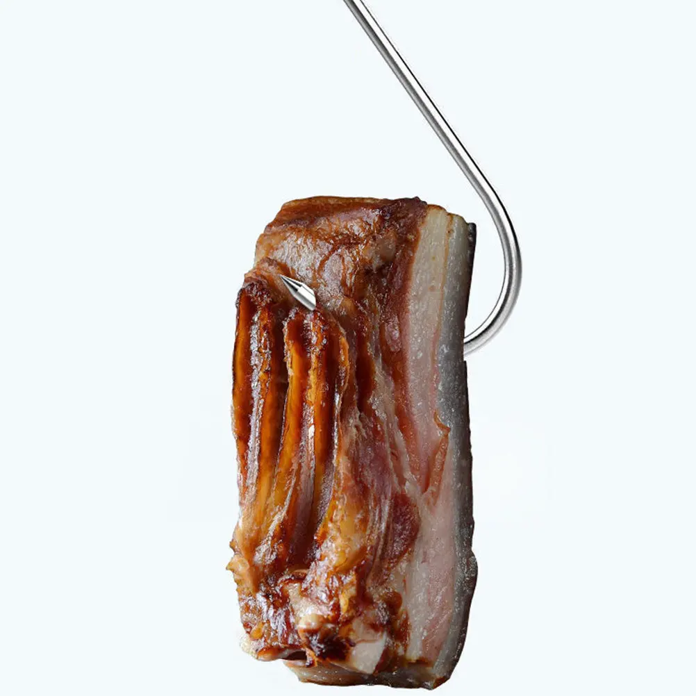 10Pcs Sanitary Stainless Steel Meat Hooks Design for Butchering Smoking Grilling Drying Hanging Meat Processing Use