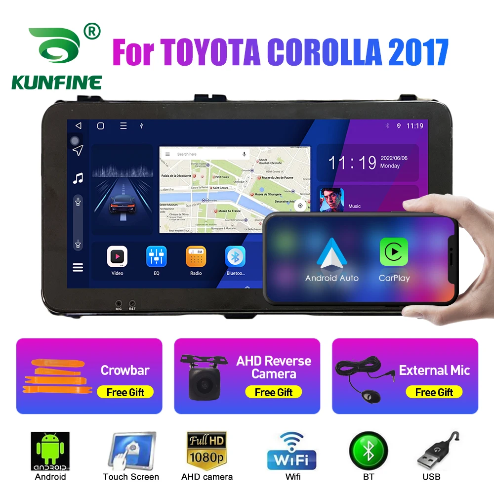 

10,33-дюймовый автомобильный радиоприемник для TOYOTA COROLLA 2017 2Din Android, восьмиядерный автомобильный стерео DVD, GPS-навигатор, плеер QLED, экран Carplay