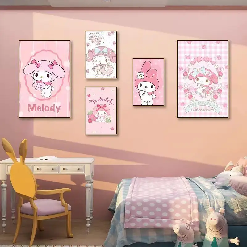 سانريو جديد الكرتون اللوحة الزخرفية بلدي ميلودي Kawaii جدار اللوحة غرفة المعيشة غرفة نوم الديكور طلاء جدران فتاة هدية