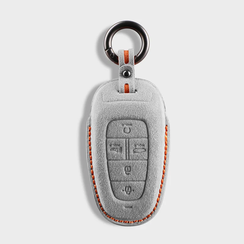 Alcantara Suede Car Key Case Cover Shell For Hyundai  Sonata Sel IONIQ 5 NEXO NX4 Tucson 2022 Sonata 2020 Grandeur Santa Fe