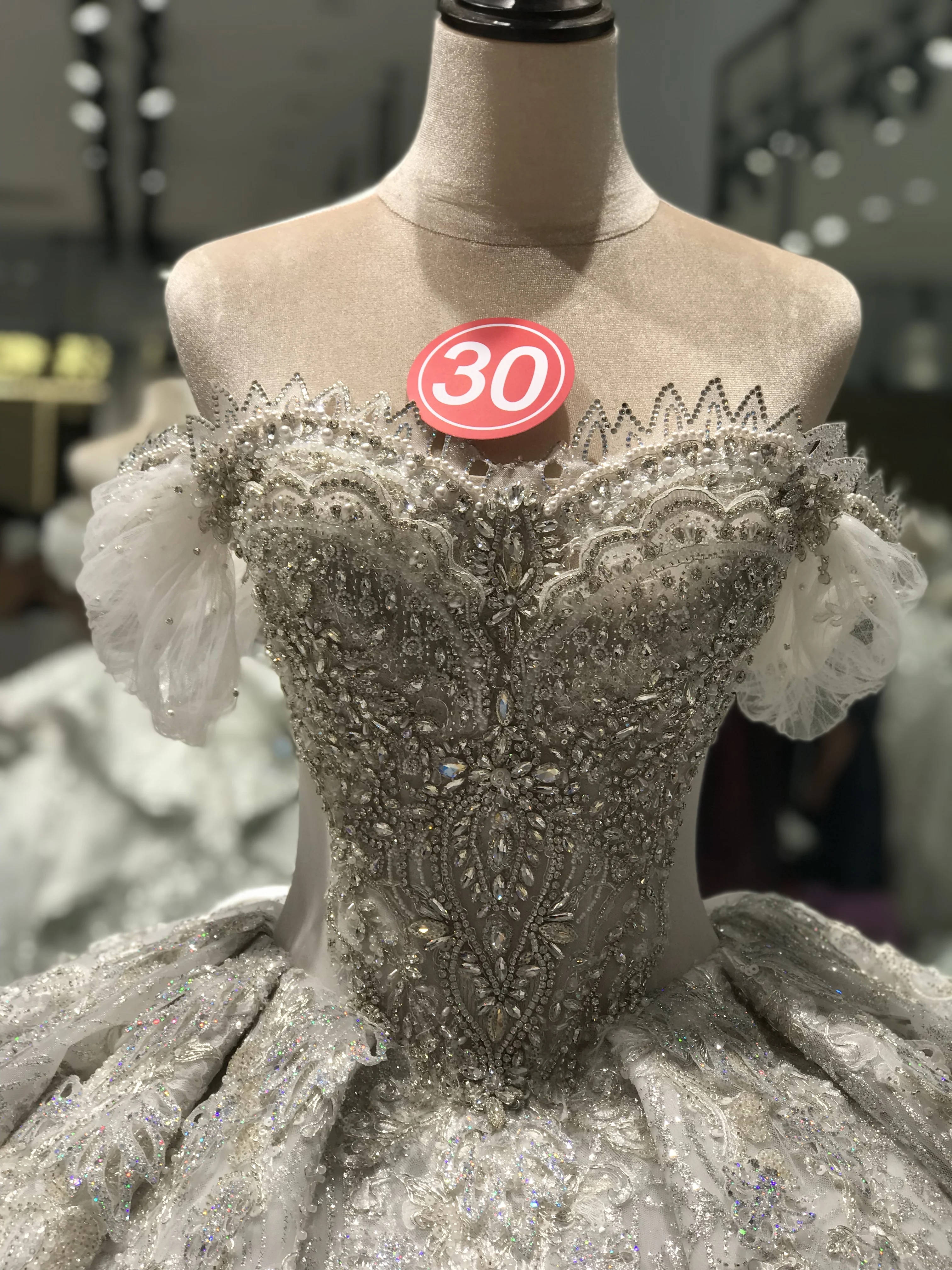 Kisswhite LTT Collection Customized Luxury Wedding Dress 2026 High Leves Glitters Off The Shoulder Ball Gown Dress