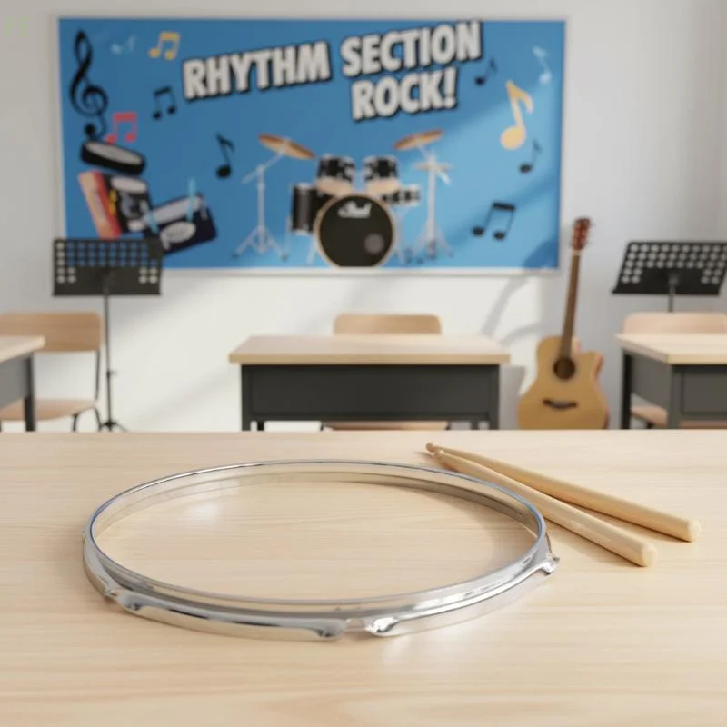 [F]8/10/12Inch Heavy Duty Rim Guard Drum Hoop Rim Protector Hoop Silencers Snare Drum Hoops Replacement Silver-plated Iron Frame