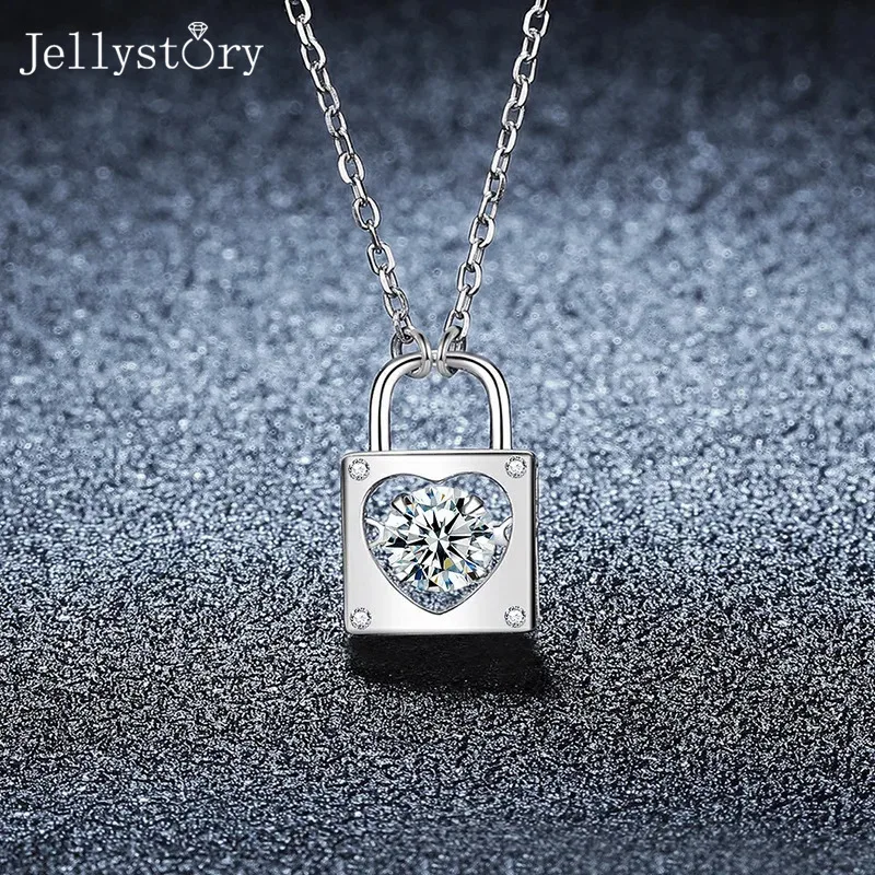

Ожерелье JellyStory 0.5 карата, простое, для неё, из серебра S925, с подвеской в виде сердца и замка, динамичное, значимое, романтичное украшение, подарок