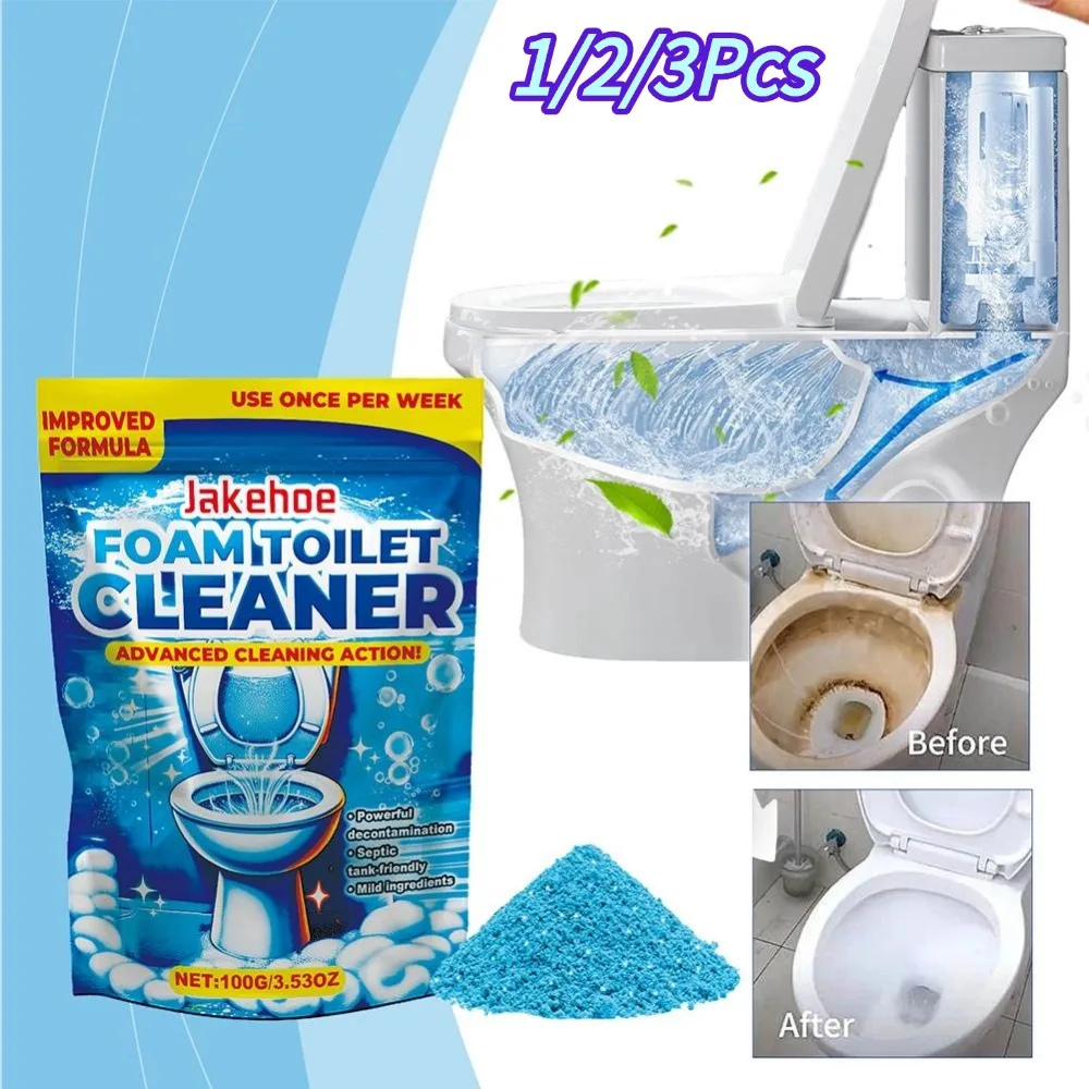 

2025 New 1/2/3Pcs Foaming Toilet Cleane Effortless Cleaning Odor Elimination Clear Fragrance Toilet Powder Multi-Purpose Cleaner