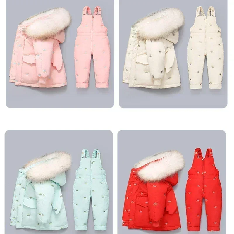 Children Down Coat Jacket+jumpsuit Kids Toddler Girl Boy Clothes Down 2pcs Winter Outfit Suit Warm Baby Overalls Clothing Sets