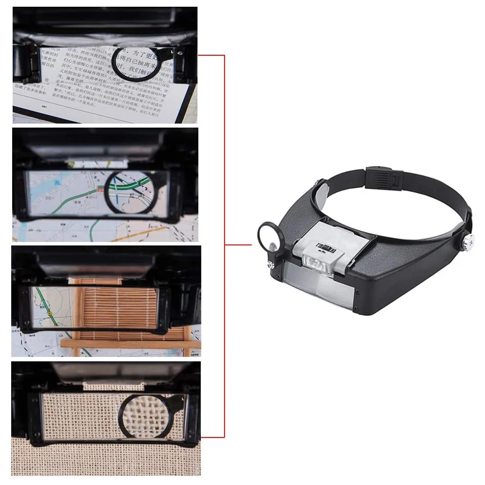 عقال مضيئة المكبر عالية مرات نظارات مكبرة مع 2 أضواء Led العدسة لأداة إصلاح لوحة دوائر كهربائية