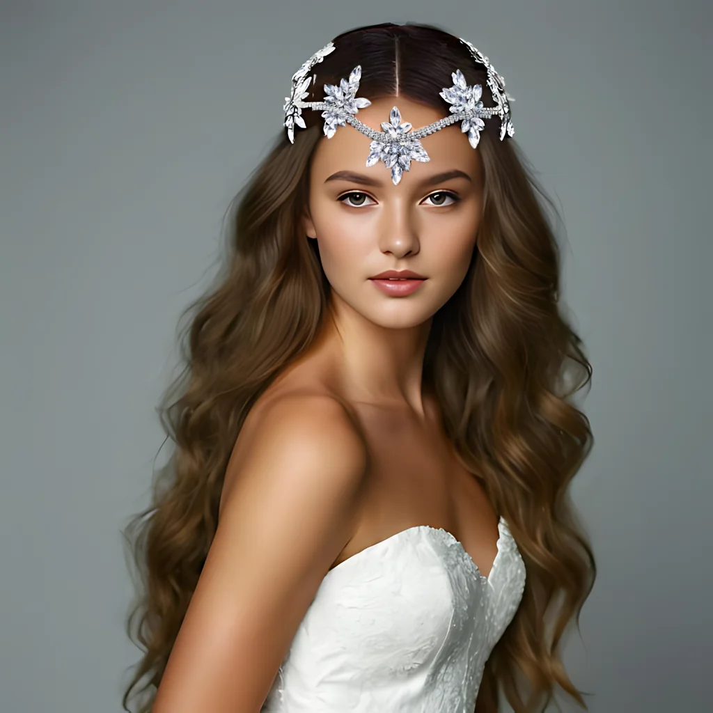 Rhinestone Forehead 1 Piece Bridal Jewelry Wedding Hair Accessories Woman Party Headwear Bride Crystal Flowers Hair Comb HP618