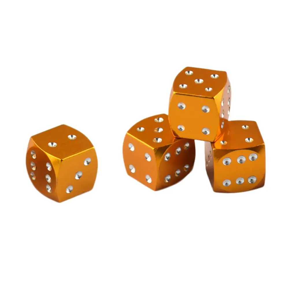 4-6pack 4 Pieces Dice Dust Valve Caps Novelty Fun Retro Auto Car-styling Golden