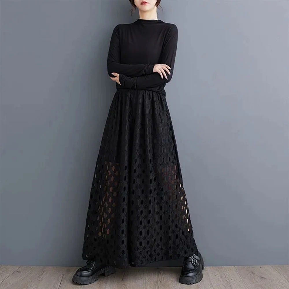 2026 Summer New Unisex Hollow-Out Skirt Pants American Retro Fashion Trendy High Street Loose Casual Breathable Neutral Bottoms