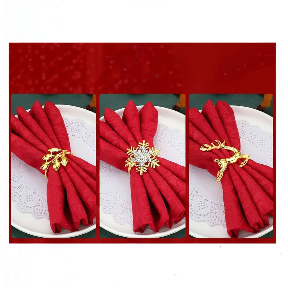 Premium Christmas Napkin Rings Metal Serviette Buckle Decor For Holiday Dinner Party Table Setting Home Kitchen