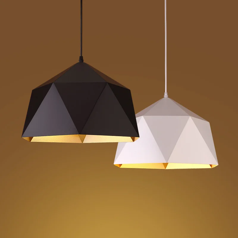 

Rhombic Lampshade Ceiling Lights Industrial Metal Light Shade Ceiling Black White Pendant Light Fitting Suspension Lighting for