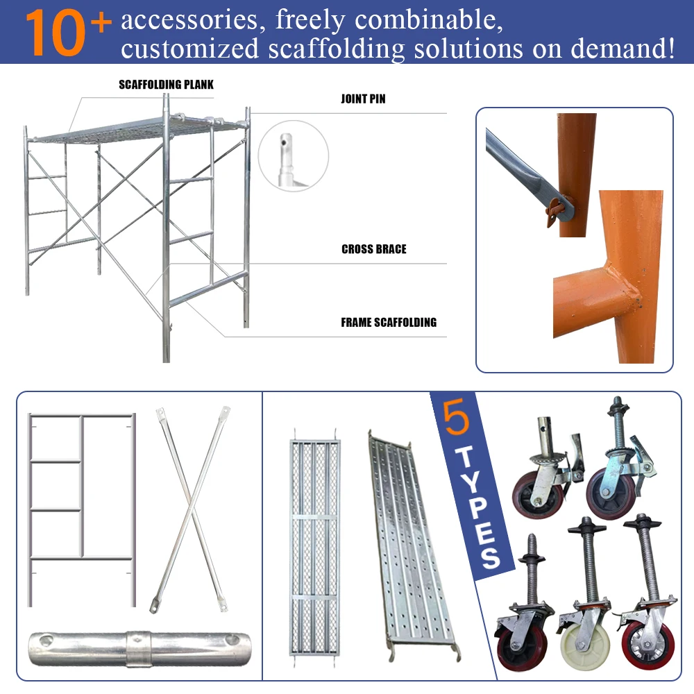 นั่งร้านเหล็กชุบสังกะสีคุณภาพสูงมาตรฐานร่วมสมัยสำหรับใช้งานภายในและภายนอกอาคาร