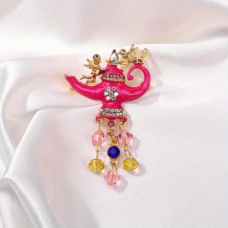 Antigo Anjo Aladdin Lâmpada com Borla, Bule Acessórios, Europeu e Estados Unidos, Light Luxury Estilo Broche