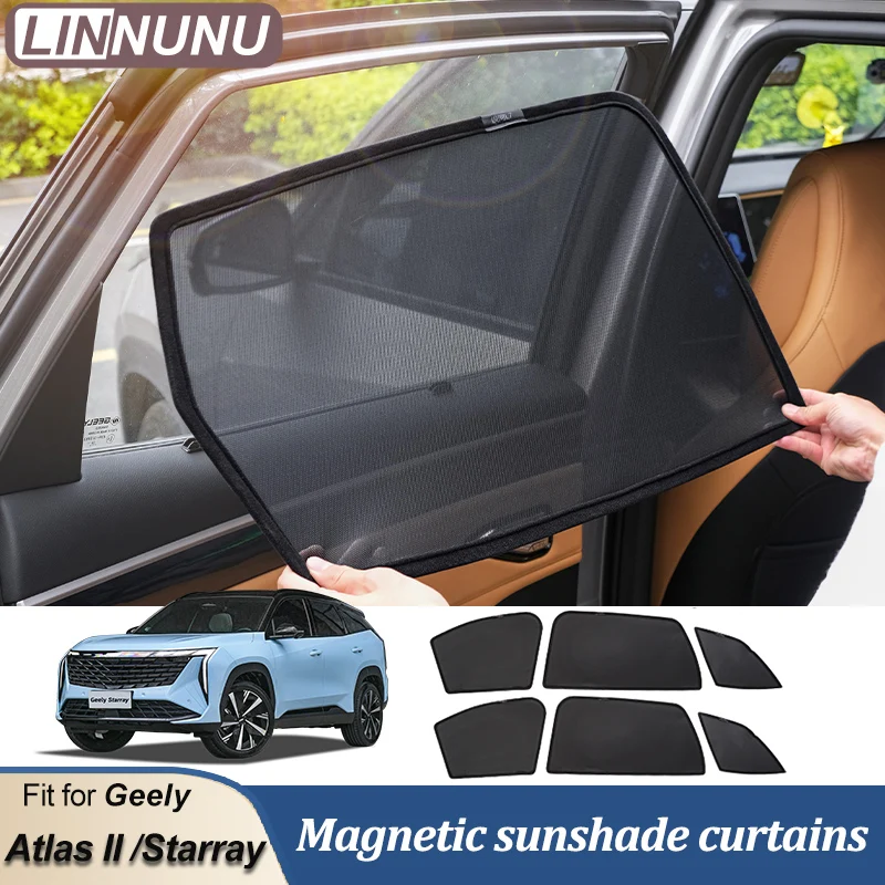 LINNUNU for Geely Boyue L Atlas II Starray 2025 Magnetic Car Sunshade Side Window Curtain Visor Summer Sun Shade UV Protection
