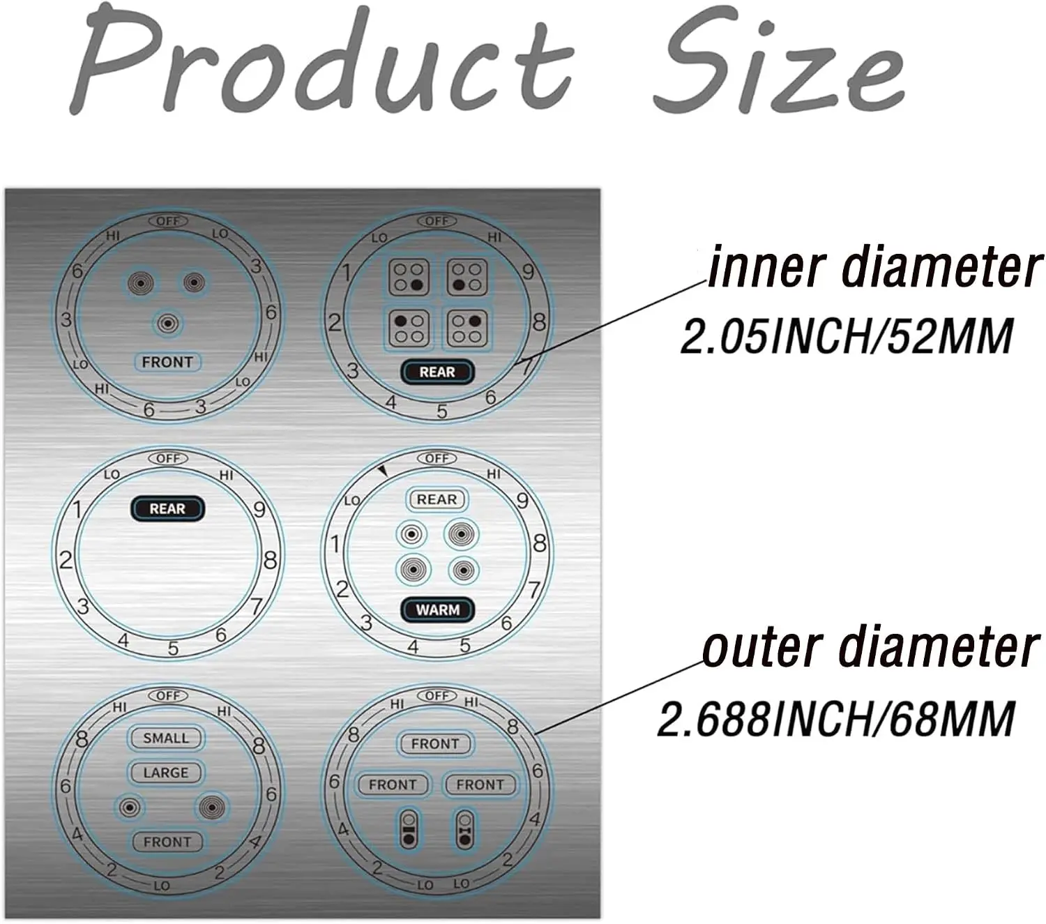 24 Pcs Stove Stickers for Replacement - Black Symbols on Silver Background