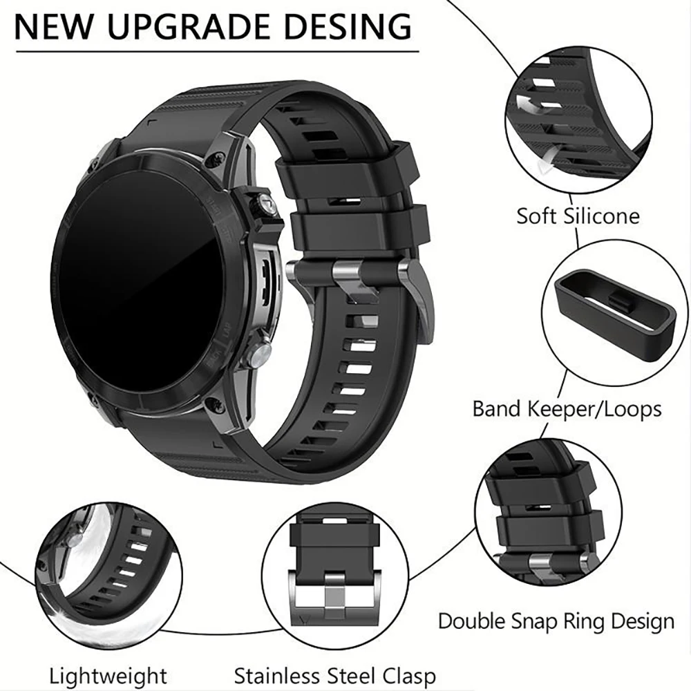 for Garmin Fenix 9 9Pro 47mm 51mm Sport Silicone Watch Band for Fenix 8 E 7X 7 6X 5X/Epix/Enduro/Tactix QuickFit 22mm 26mm Strap