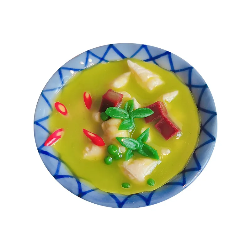 1:12 Miniaturized Thai Food Tom Yum Soup Plate Toys Model Doll House Accessories Mini Dish Restaurant Scene Photography Props