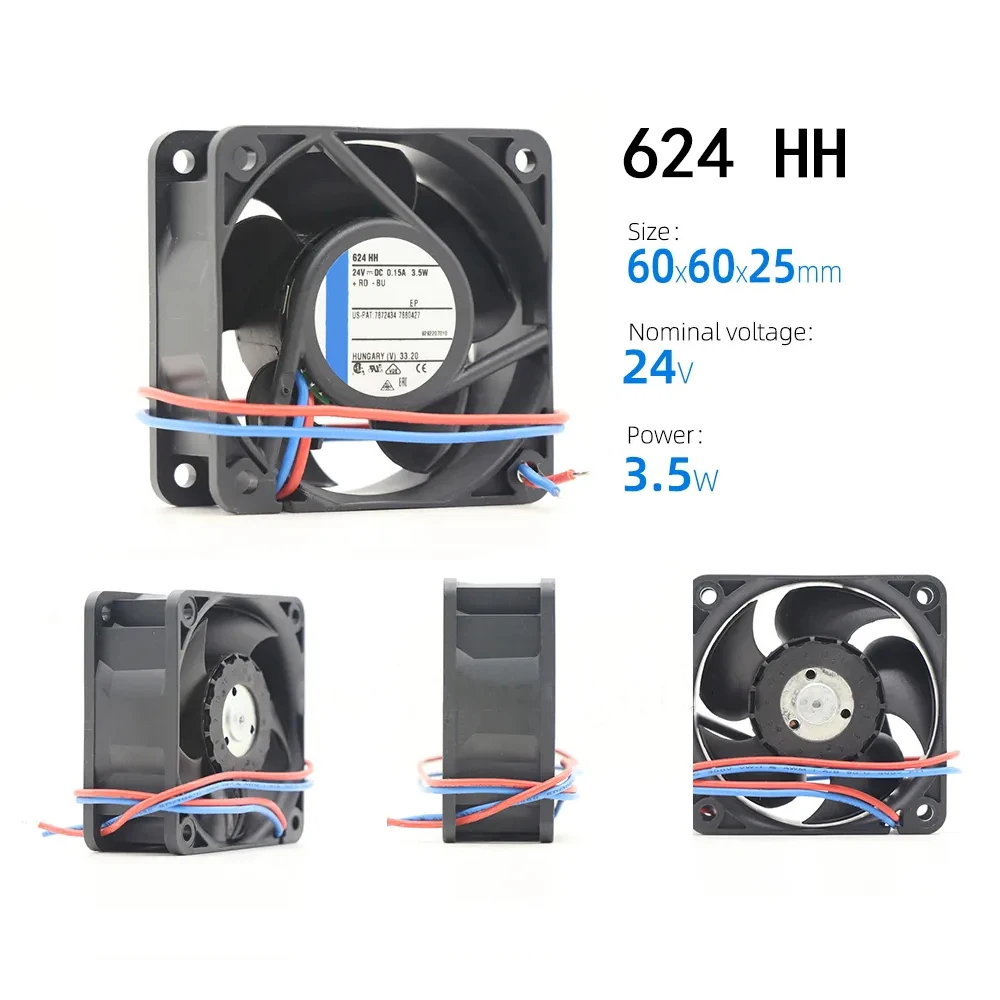 Server Axial radiator 624HH 24VDC 3.5W 60*60*25MM 8200RPM Compact Silent Cooling Fan