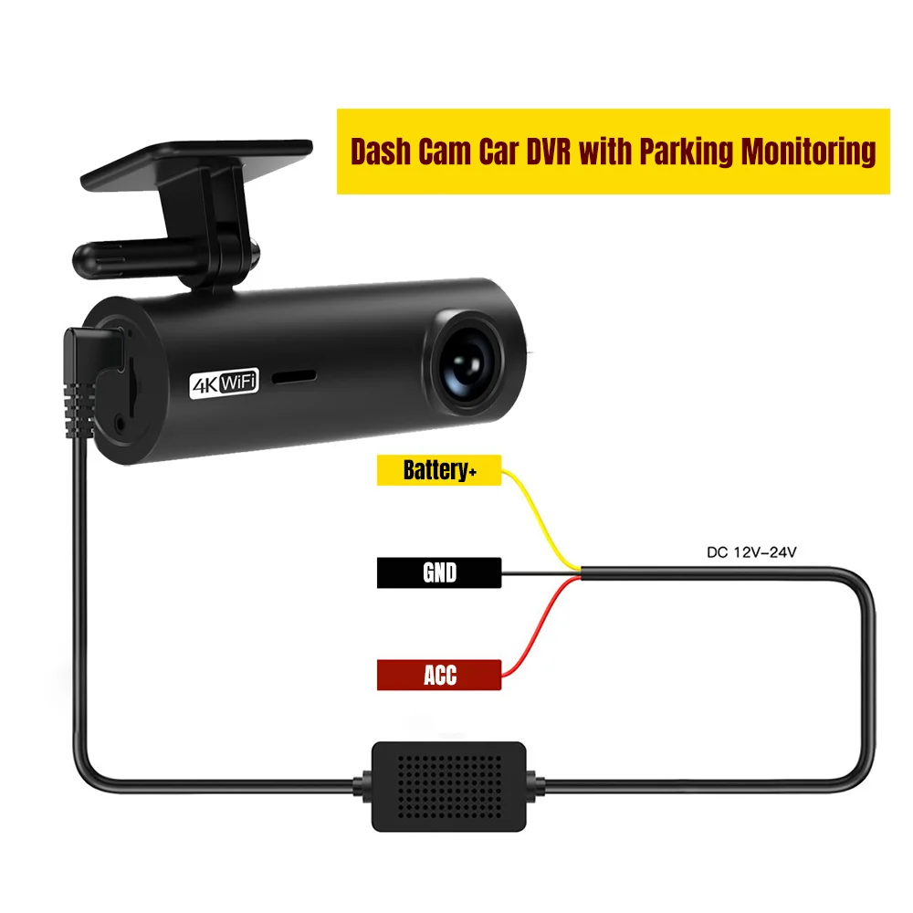 

Car DVR Black Box Mini Camera Dashcam Front And Rear 4K Dash Cam For Car 24 Hour Parking Monitoring Loop Recording Voice Prompts