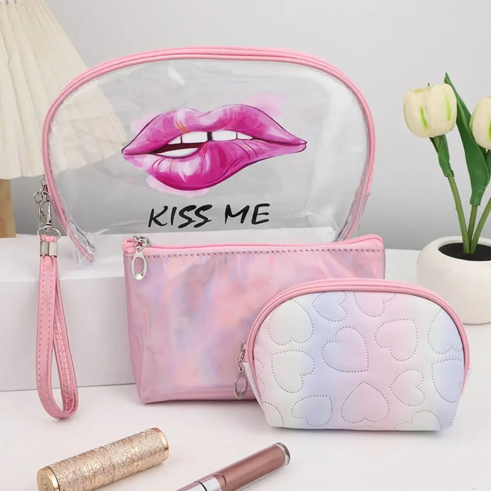 3Pcs New PVC Makeup Bag Large Capacity Transparent Toiletry Storage Bag Cosmetic Bag