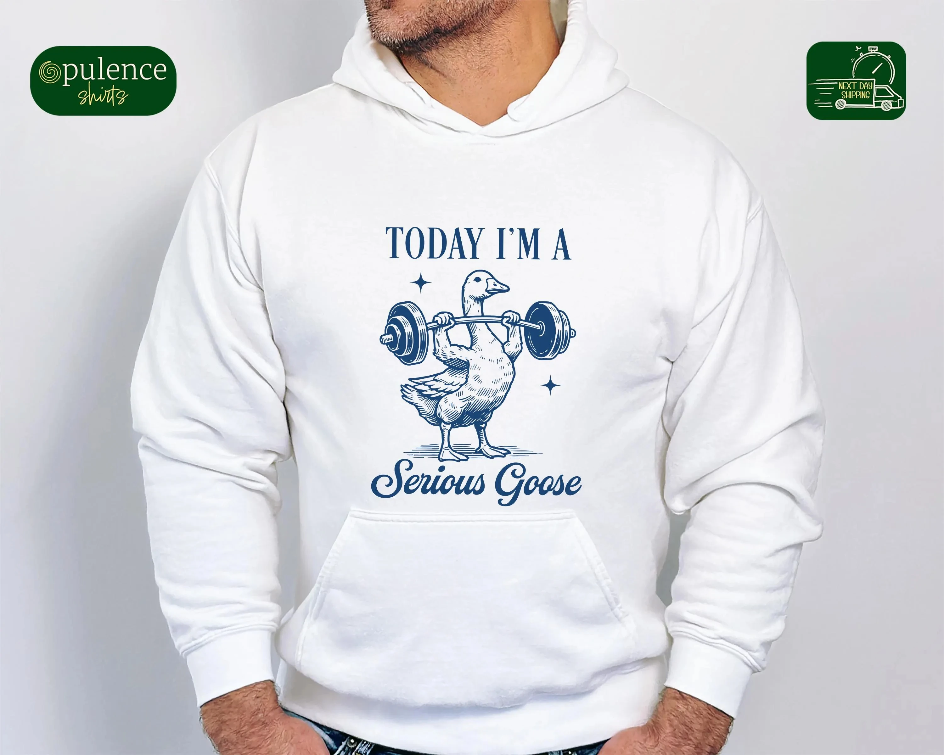 Serious Goose Weightlifting Shirt, Funny Gym Workout Sweatshirt, Men's Hoodie, Sarcastic Animal Lover Gift, Him,Best Friend Gift