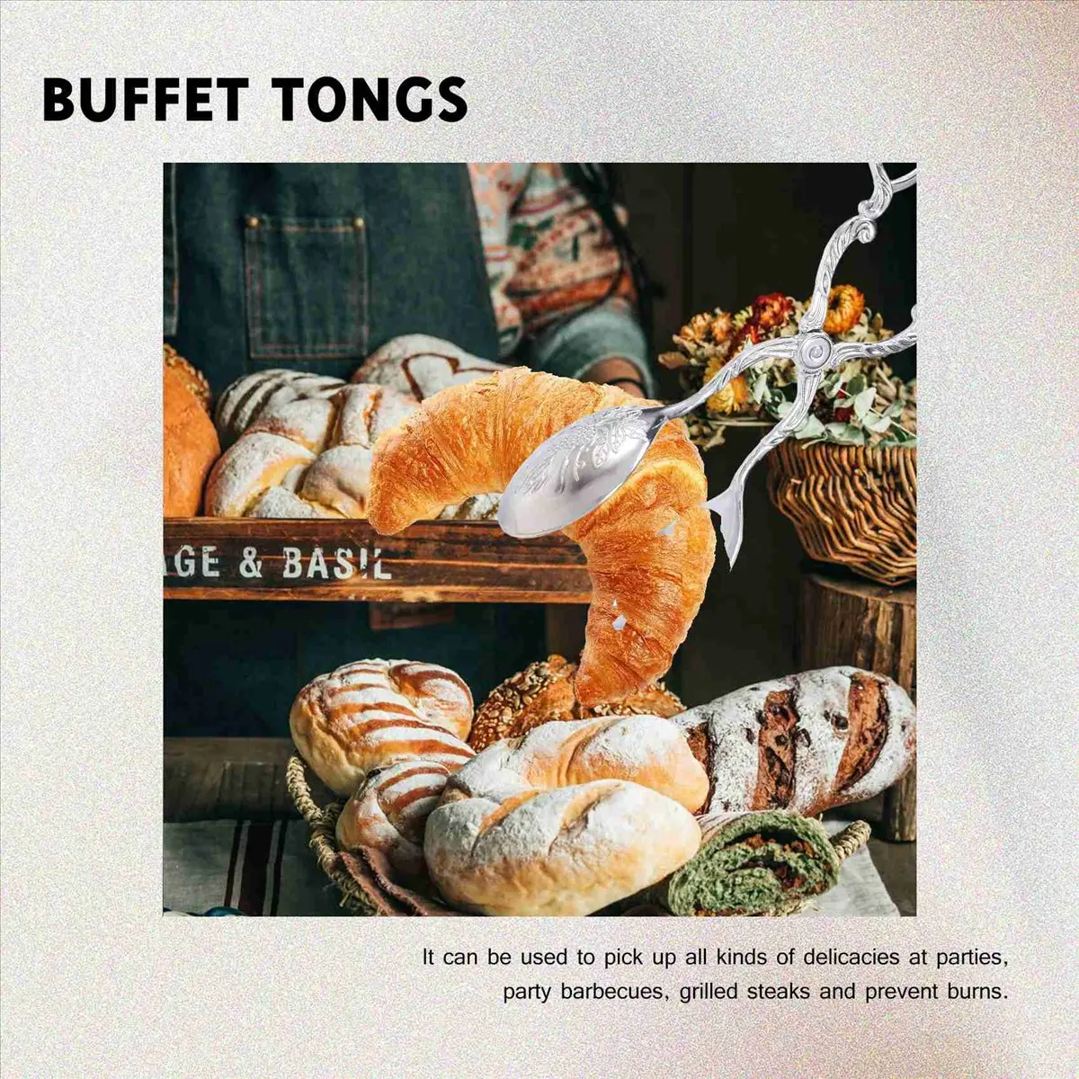 AT16 Buffet Tongs Food Serving Tongs Salad Tongs Cake Tongs Bread Tongs Kitchen Food Tongs