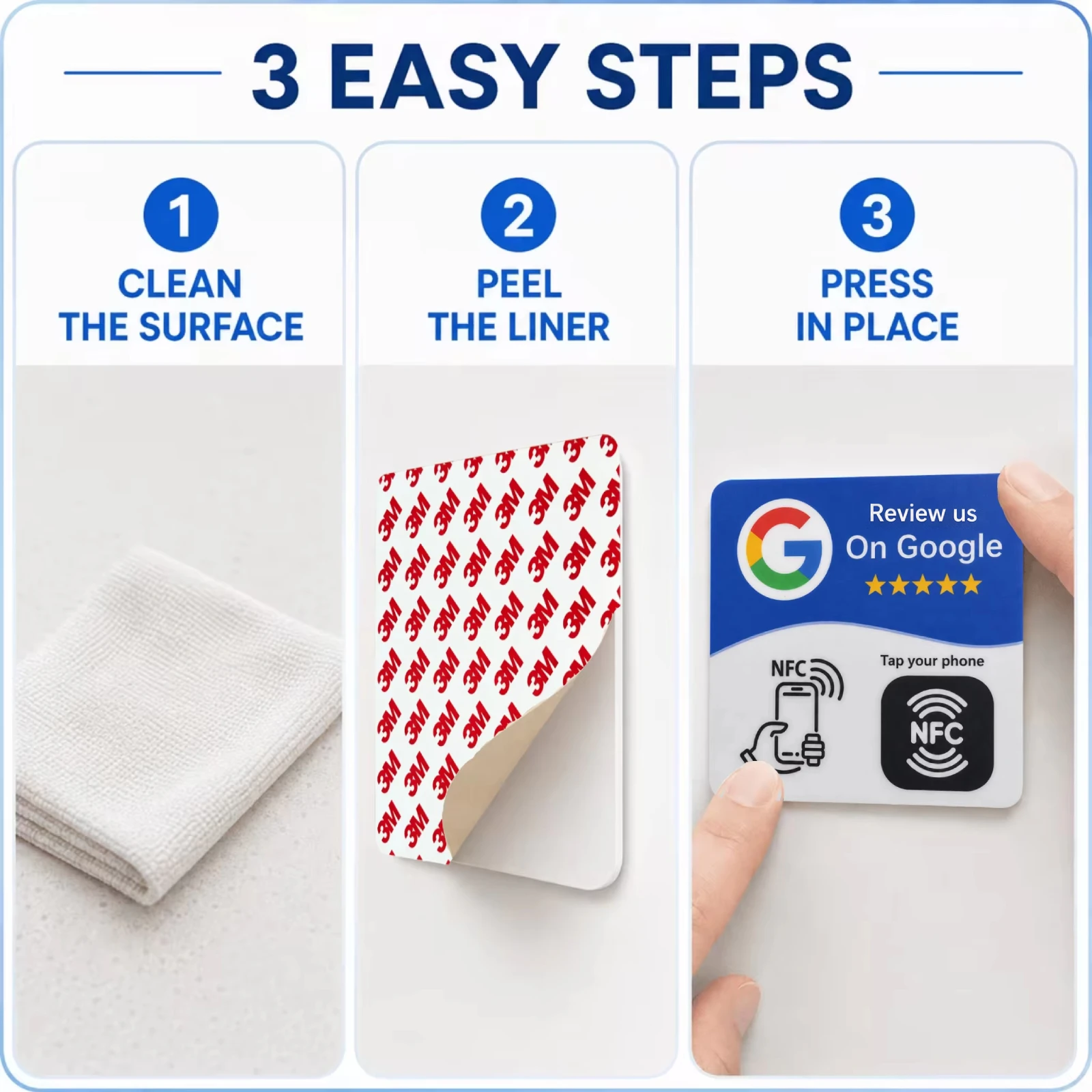 For NFC Tap Review Card Programmable PVC Non-Contact Smart Card Tap To Leave 5-Star Reviews Compatible With Google Reviews