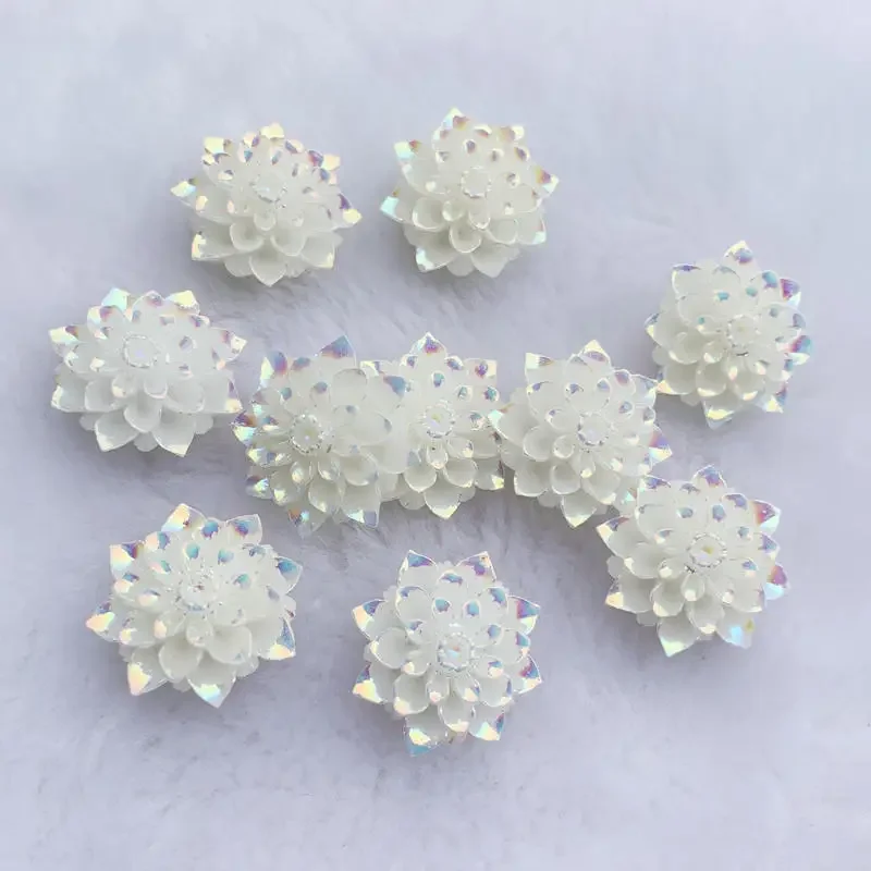 20 millimetri di trasporto Della Resina Fiore bianco AB della resina 3D Cabochons del fiore della decorazione della casa accessori Dei Monili button