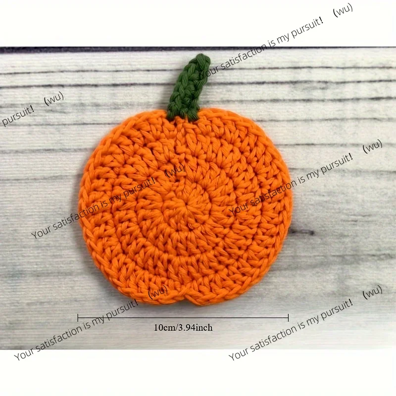 1/4pcs Autumn Crochet Pumpkin Coasters, Fabric Handmade Drink Pads, Fall Farmhouse Decoration, Table Accessory, Kitchen Gift.