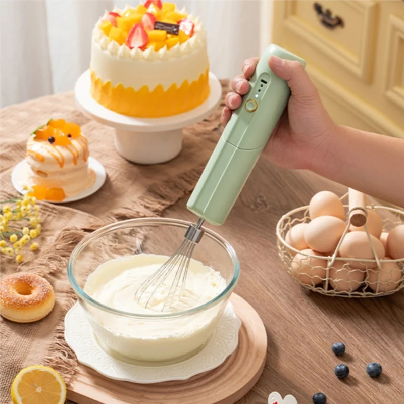 WHYY-ハンドヘルドエッグビーター自動クリームミルク泡立て器3スピード調整可能クリームベーキングケーキ用