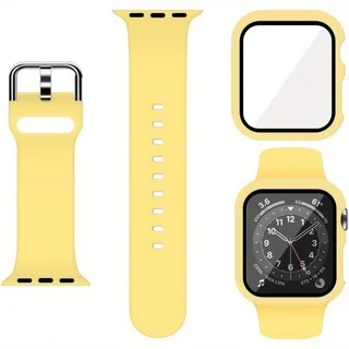 ANTHOUSE  Sport Silicone Band and Case with Screen Protector for Apple Watch Series 7 Series 6 SE Series 5 Series 4