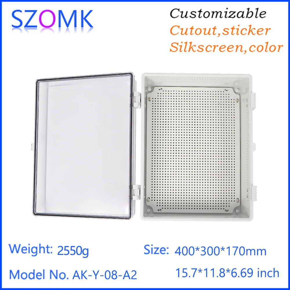 400x300x170mm Wall Mounted Enclosure Moulded Premium Series Abs Polycarbonate Enclosure With Hinge Locking Latch Clear Cover