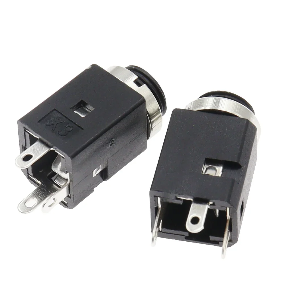 10PCS PJ-341 3.5mm Vertical Through-Hole Audio Jack Socket with Threaded Nut (3/4/5-Pin Selectable) Headphones/PC/Speaker Repair