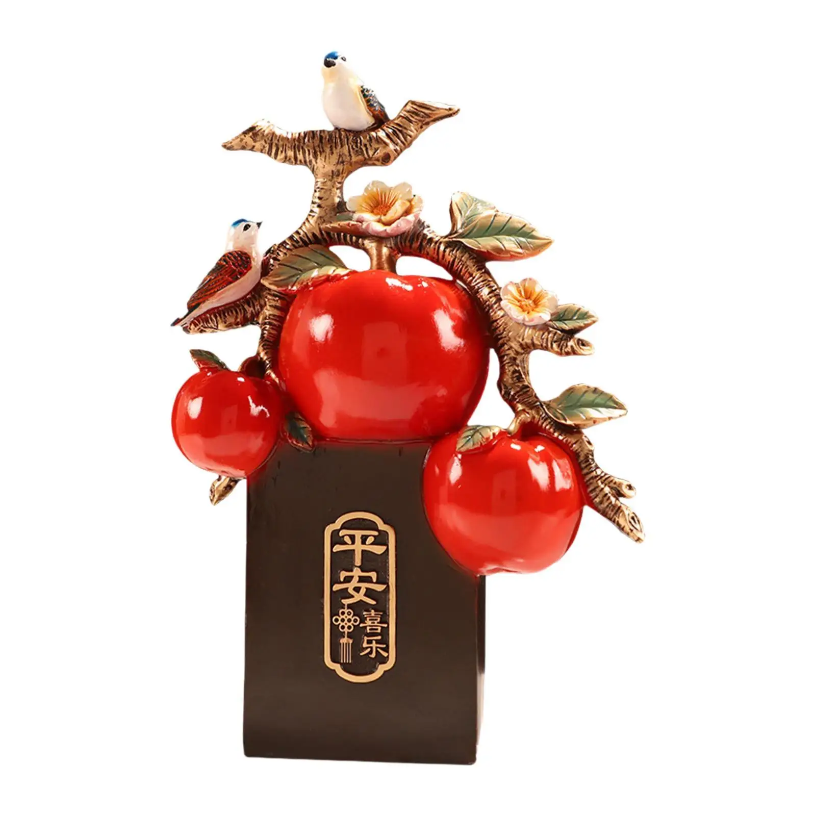 Apple Statue Feng Shui Decor Desktop Ornament Decorative Figurine Prosperity Sculpture for Bedroom