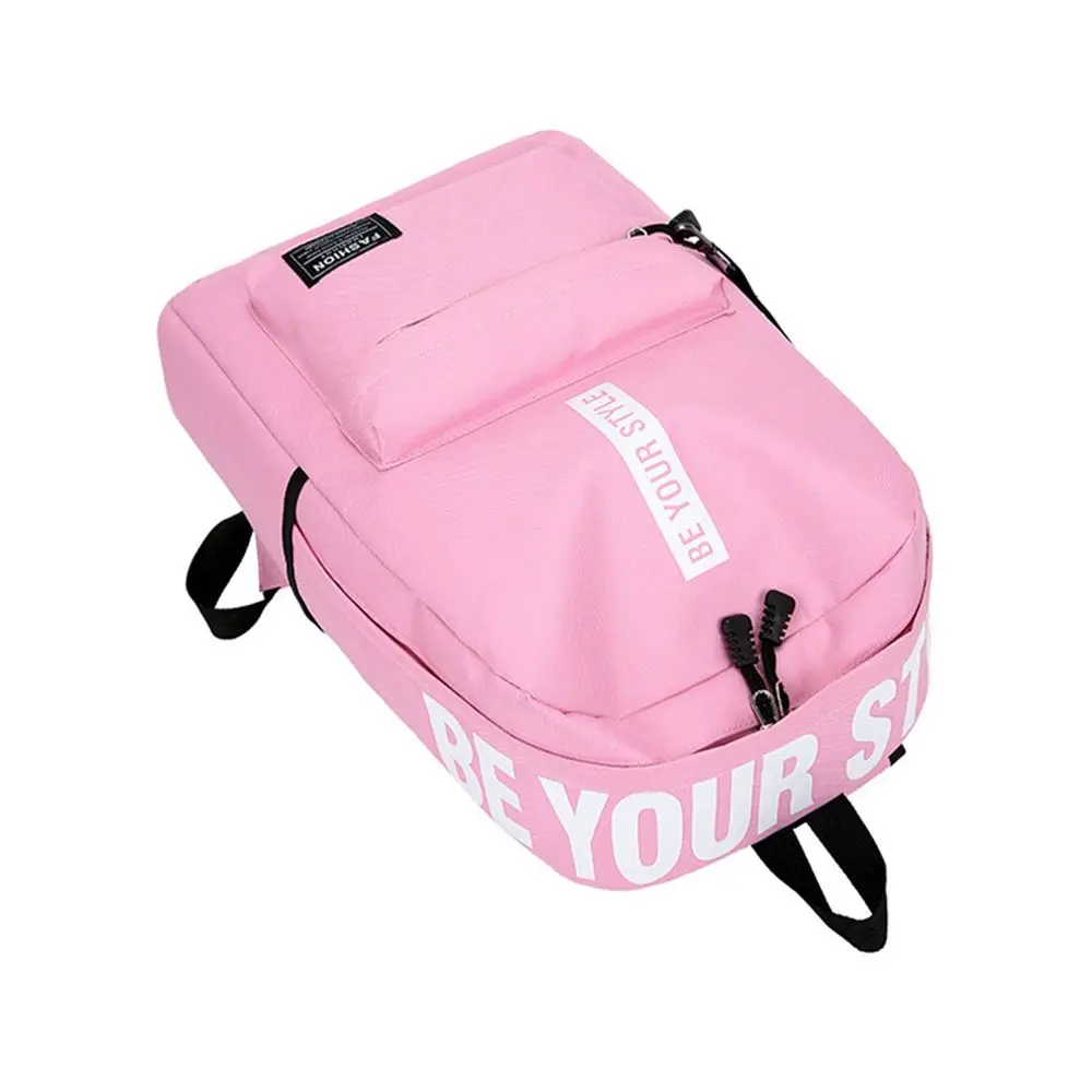 حقيبة ظهر من النايلون المقاوم للماء بلون نقي حقيبة ظهر مدرسية للسفر #3