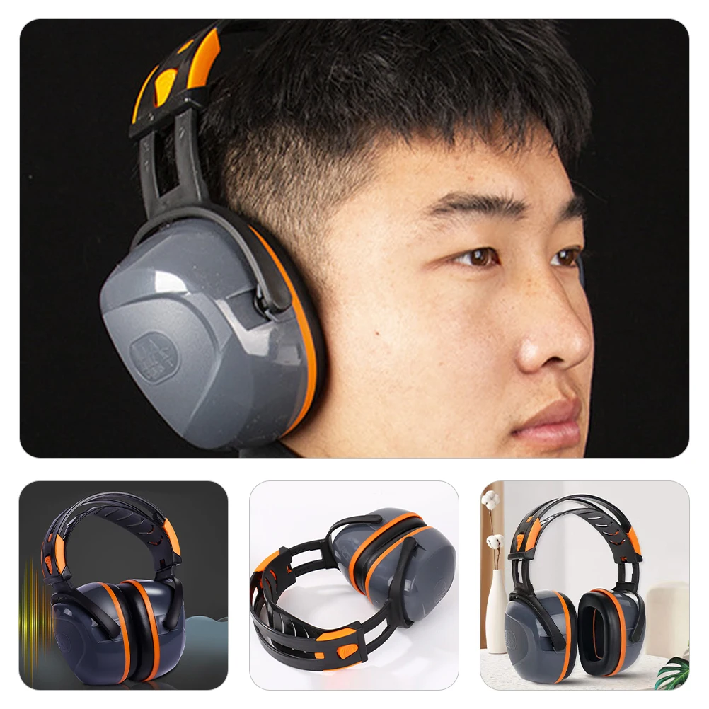 

Anti Noise Ear Muffs Soundproof Headphones ABS Material Orange Grey Compact Design Hearing Protection Construction Factory Work