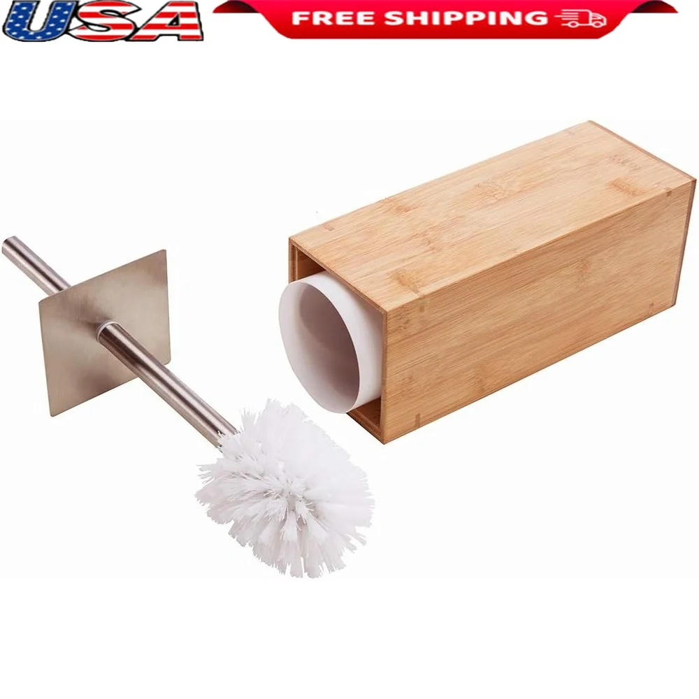 

Бамбуковая щетка для унитаза с держателем из нержавеющей стали, глубокая очистка на 360 градусов, очиститель для ванной комнаты без запаха, противоскользящий дизайн, легкий уход