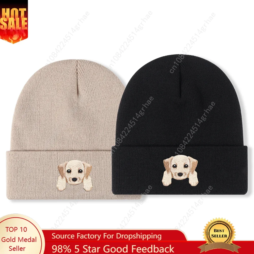 

1pc'Labrador' Embroidered Beanie Soft Stretchy Lightweight Winter Hat for Men & Women, Outdoor Hip Hop Fashion