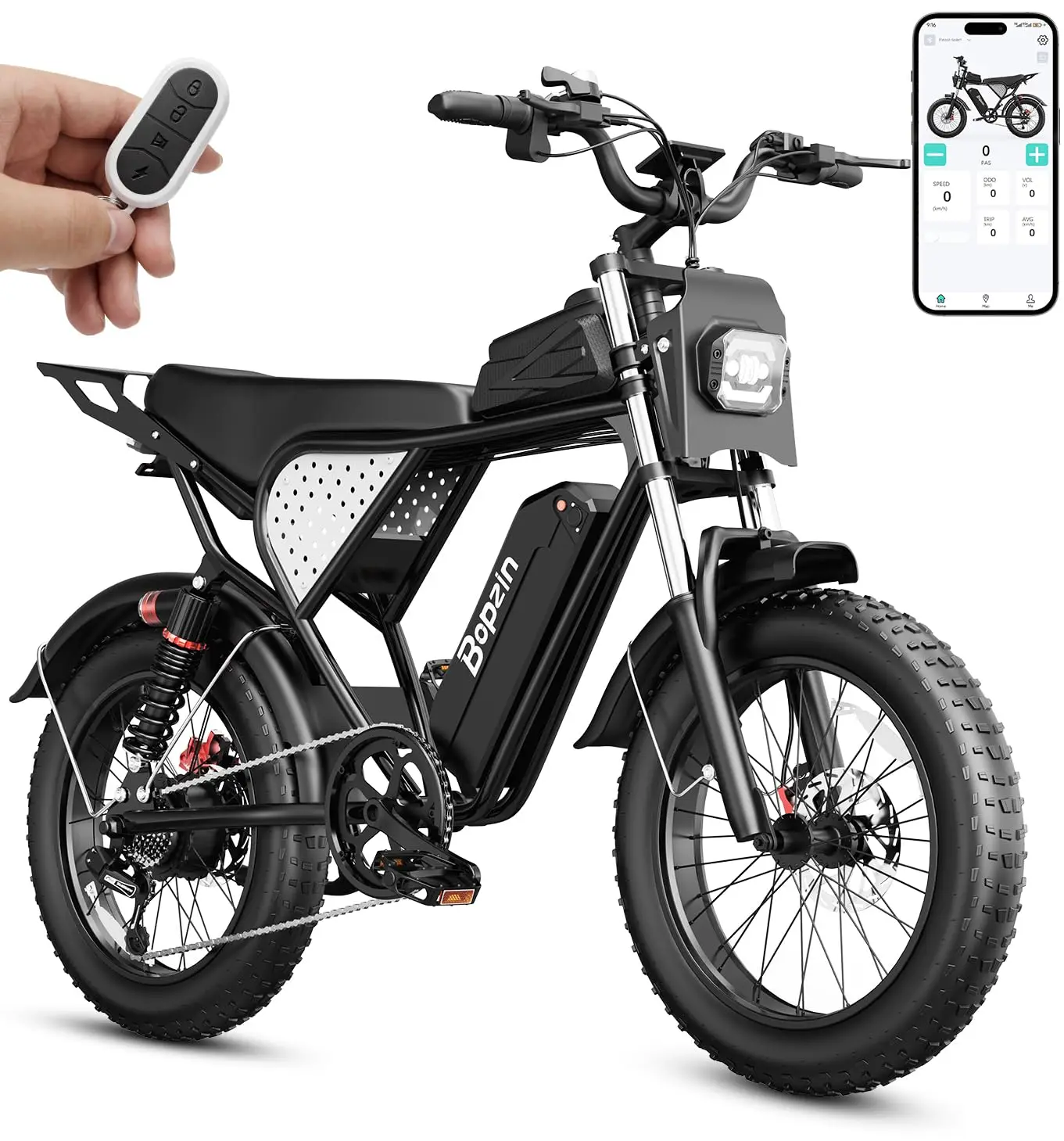 2000W Motor E-Bike 48V 25Ah Battery 80 Miles Smart App 20