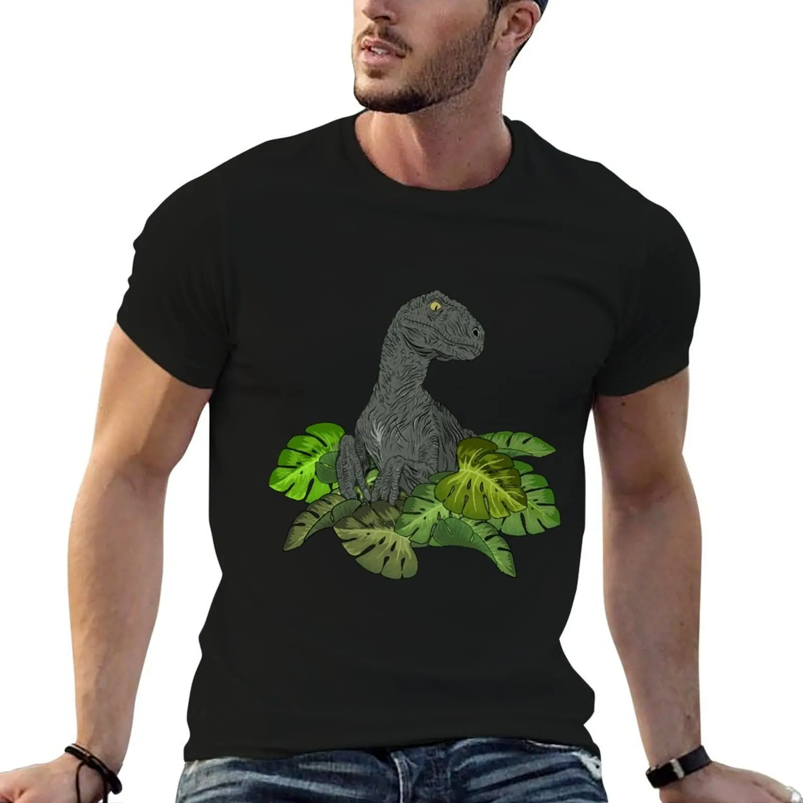 Cute Raptor in the jungle T-Shirt boys animal print custom shirt tshirts for men