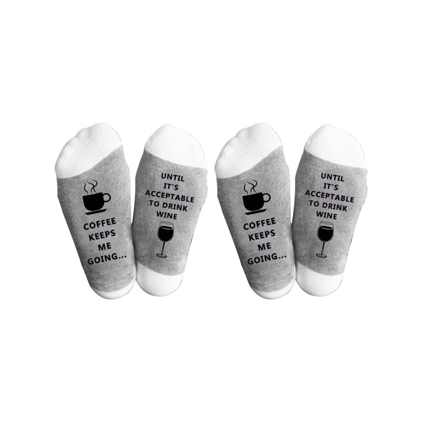 Letter foreign trade socks combination pack: 1 pair of gray and white + 1 pair of gray and red