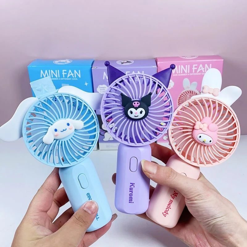 Sanrio Hello Kitty My Melody Cinnamoroll Cartoon Anime Kawaii Sweet Mini Fan Cute Usb Charging Portable Handheld Fan Gifts Toys