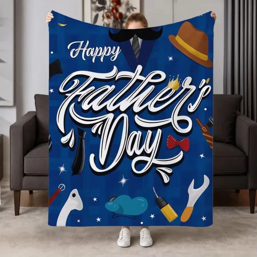 Happy Father's Day Celebration Throw Blanket Gift for Dad Father Figure Man Mom Gift Idea