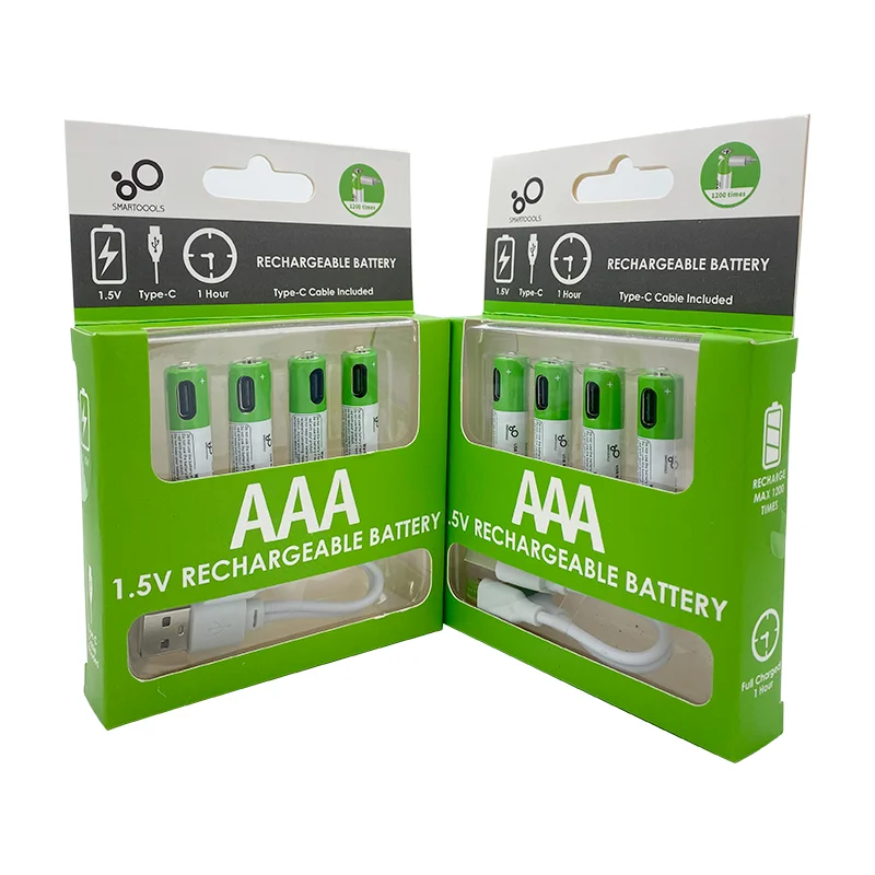 Pilas AAA recargables de iones de litio para control remoto, 1,5 V, 550mWh, USB, ratón inalámbrico + Cable, 4 unids/lote