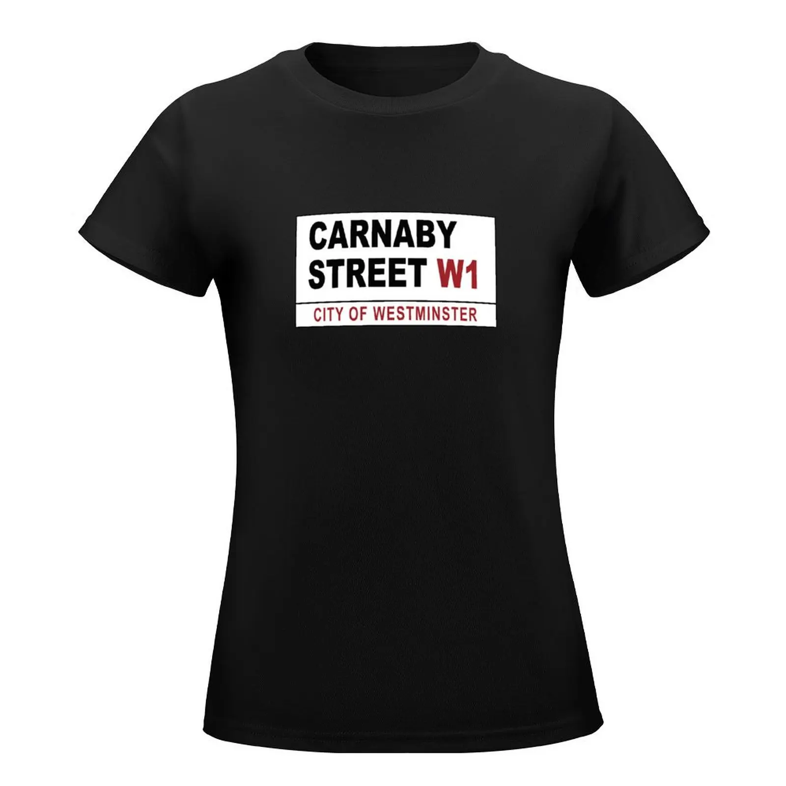 Carnaby Street Sign camiseta para mujer, blusa divertida, camisetas gráficas, ropa de verano, camisas de gato