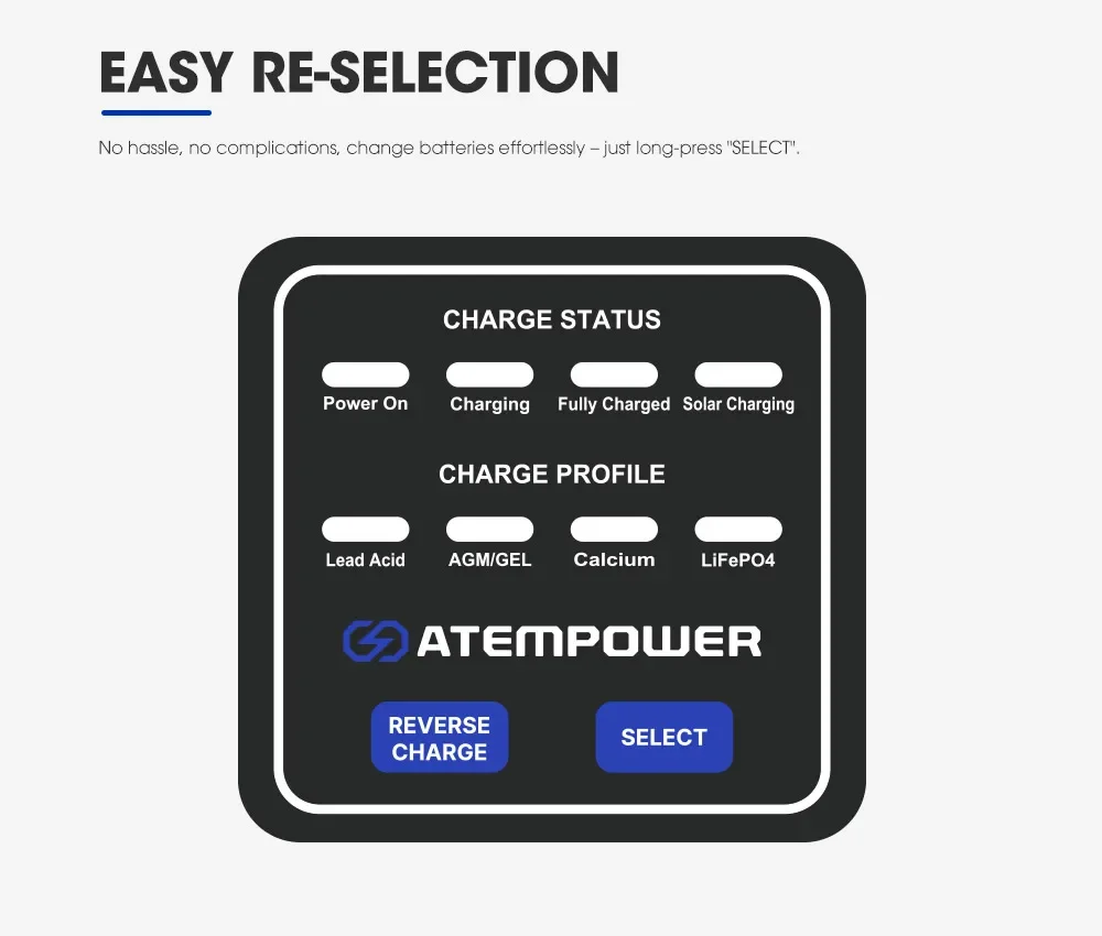 ATEM POWER 12V 30A Multi Stage AGM Batteria al litio al piombo per auto RV Caricabatterie da CC a CC