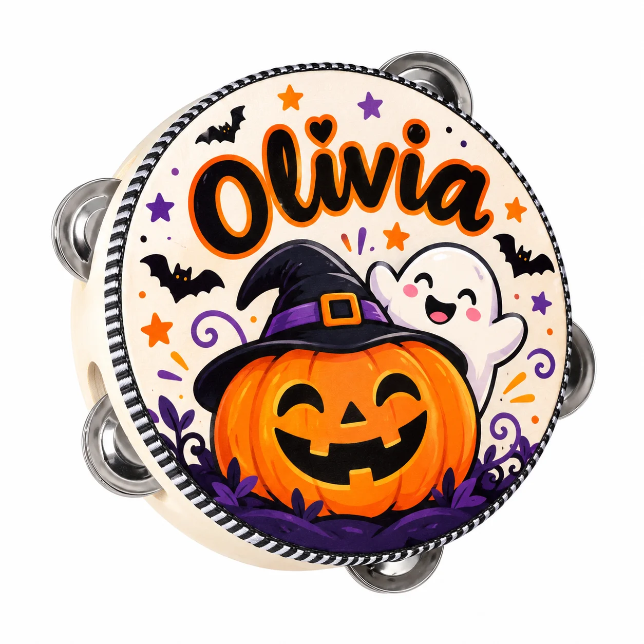 Musical Instrument And Names - 1 Tamburello Personalizzato di Halloween con