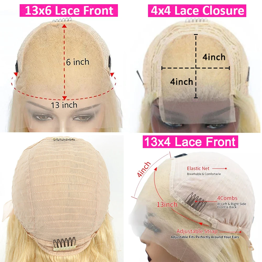 HairUGo 613 شقراء 13x4 الدانتيل الجبهة خصلات الشعر المستعار الإنسان 5x5 الدانتيل إغلاق الباروكات بيرو ريمي قبل قطعها شقراء إغلاق الباروكات للنساء